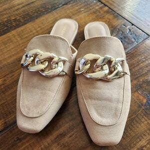 Madden Girl Chain-Embellished Tan Mules